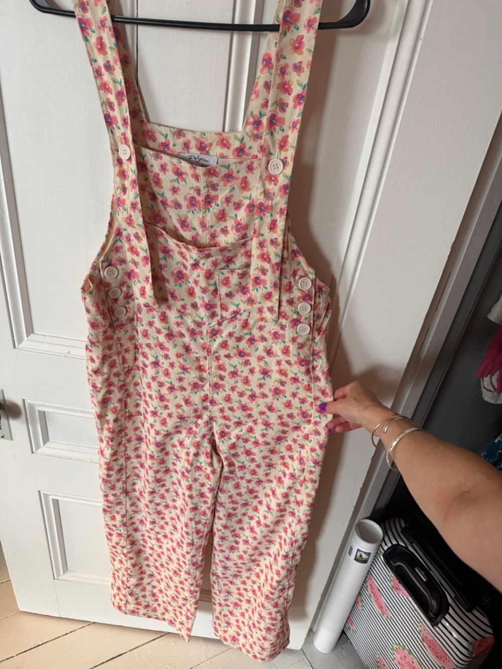 Polagram Floral Corduroy Wide Leg Overalls - Size S (runs big)